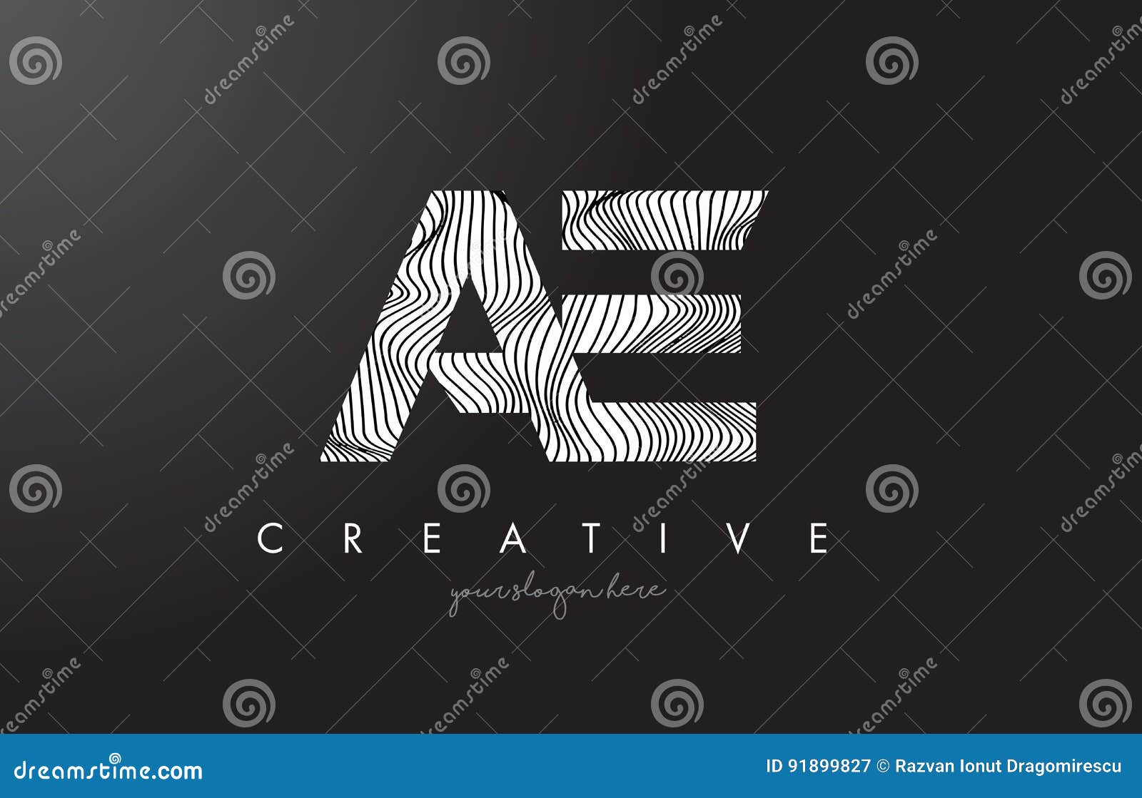 ae letter logo with zebra lines texture  .