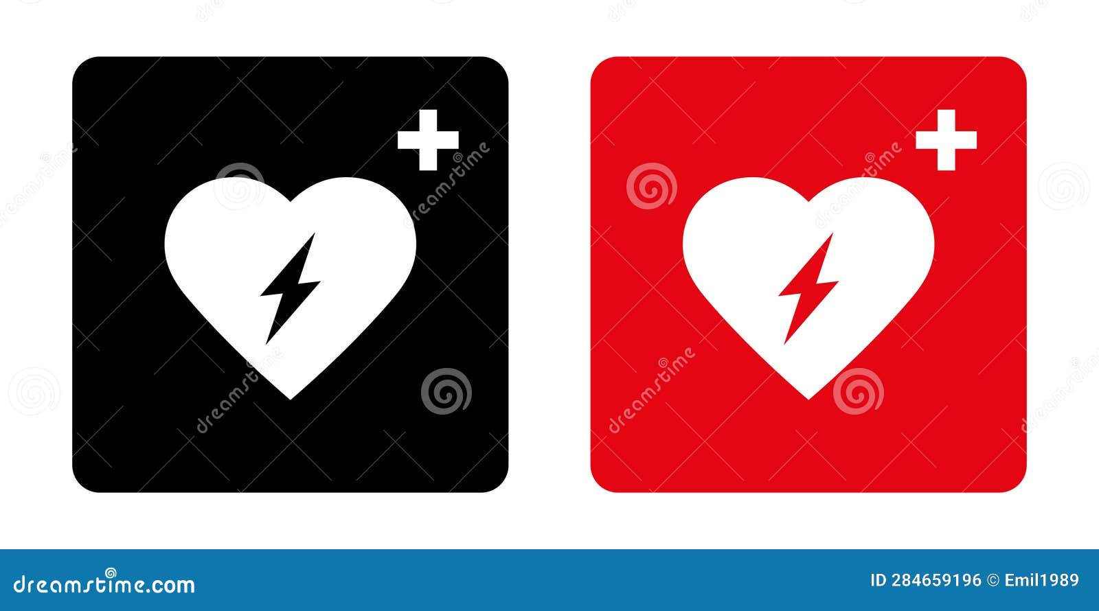 AED Automated External Defibrillator Icon Symbol with Heart Stock