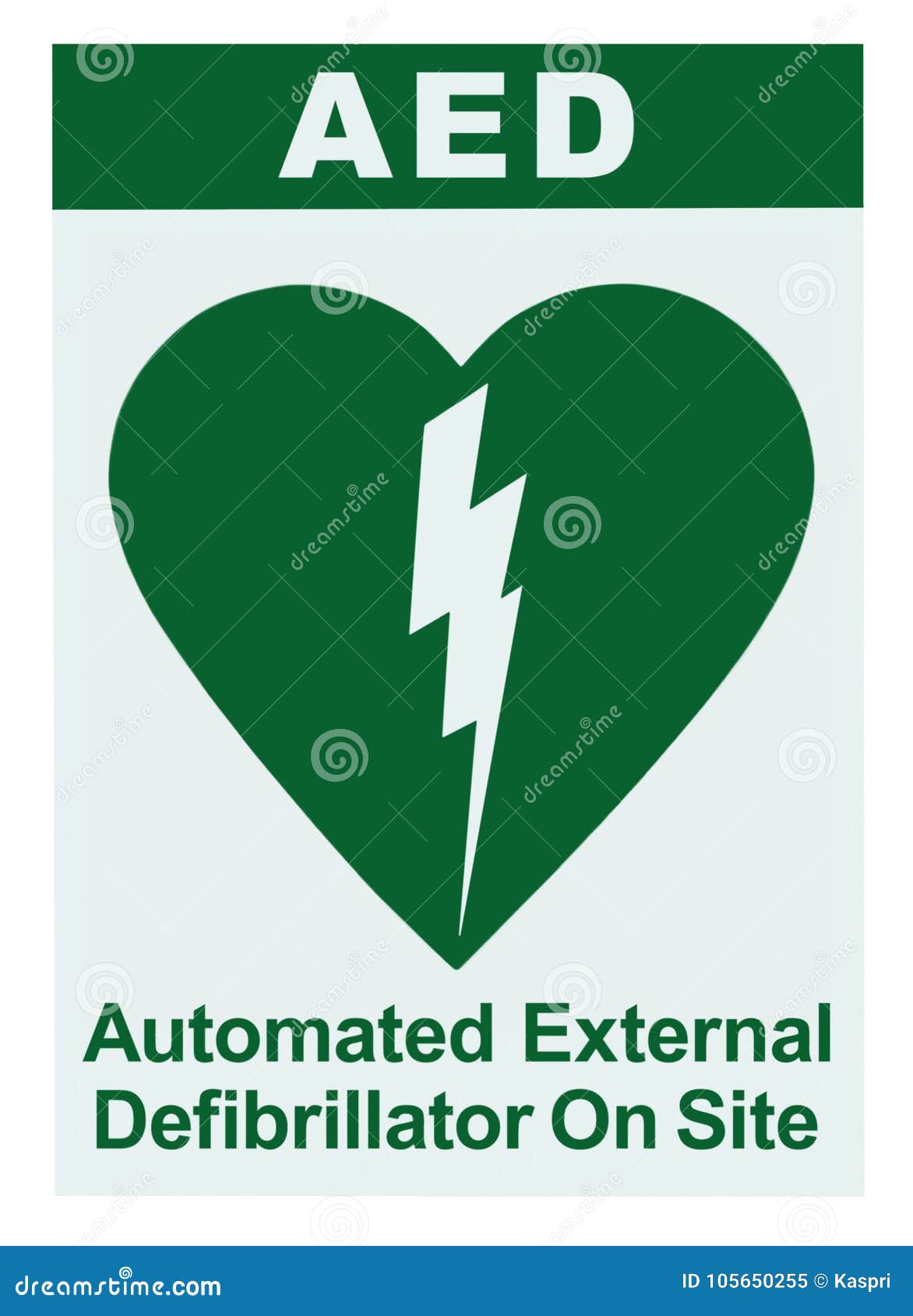 aed automated external defibrillator inside on site text, green icon, white sign sticker label  vertical, cardiopulmonary