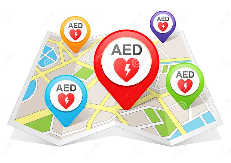 AED Machine Automated External Defibrillator Map Pointer Location