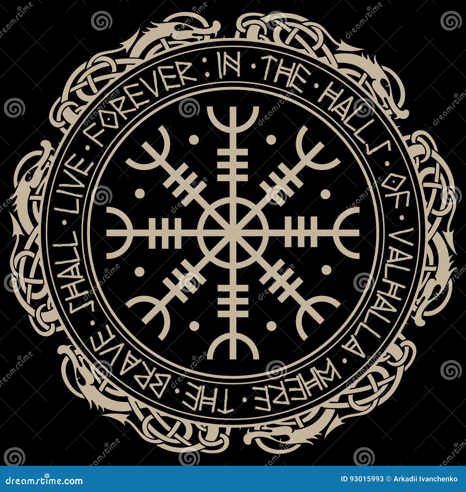 aegishjalmur, helm of awe helm of terror , icelandic magical staves with scandinavian runes and dragons