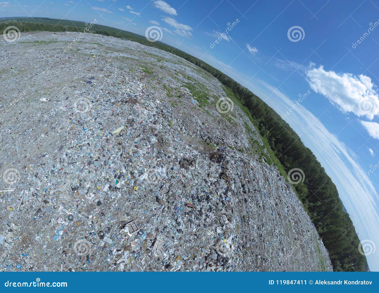 aeral pamoramic view to a huge garbage dump