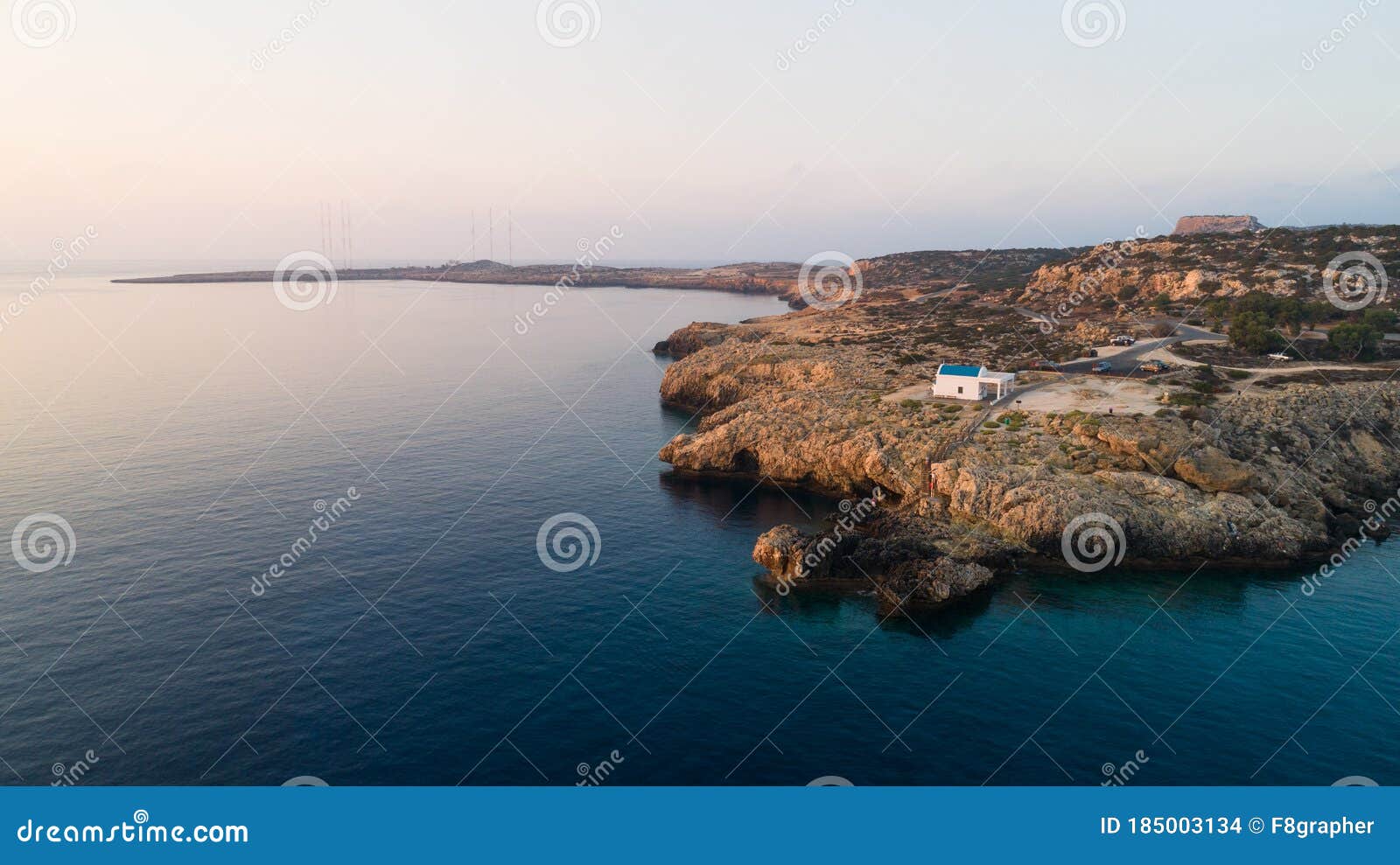 aerial agioi anargyroi chapel, cavo greco, cyprus