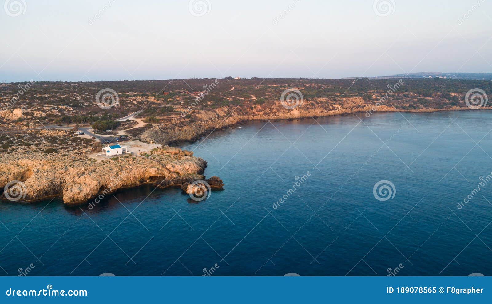 aerial agioi anargyroi chapel, cavo greco, cyprus