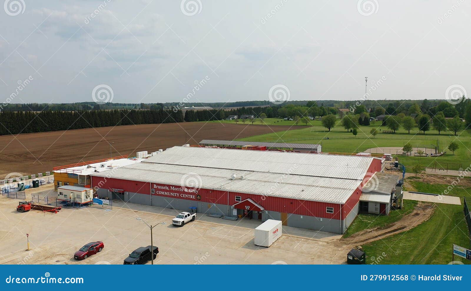 Aerial of the BMG Community Centre in Brussels, Ontario, Canada