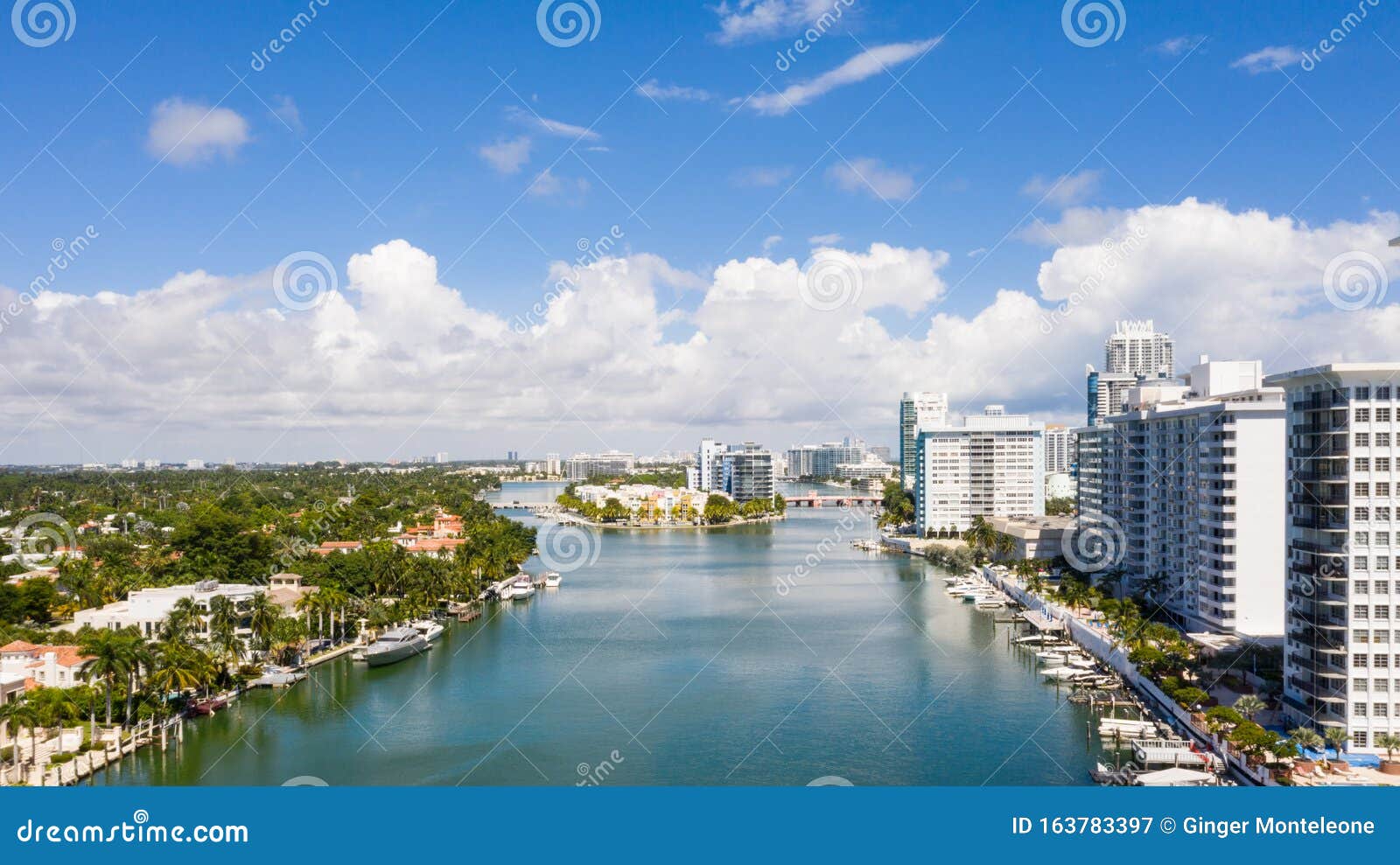 Aerial Collins Avenue Allison Island Miami Beach Stock Image - Image of ...