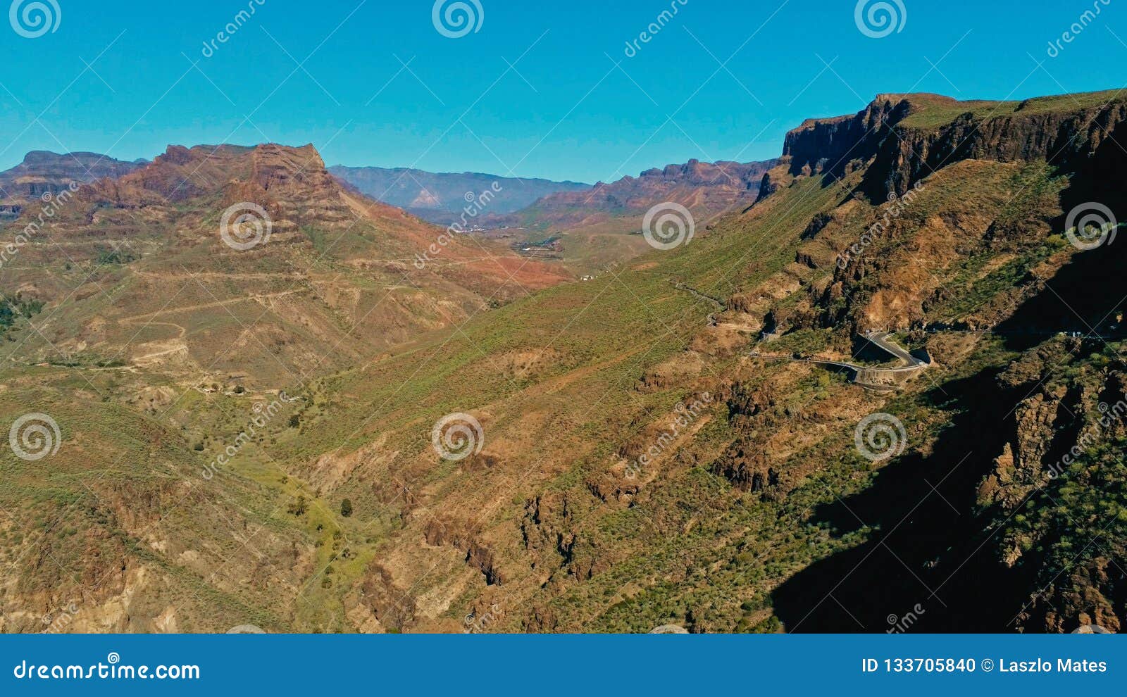 aerial drone image of beautiful stunning landscape view off the degollada de la yegua viewpoint with cliff rock peaks and valley