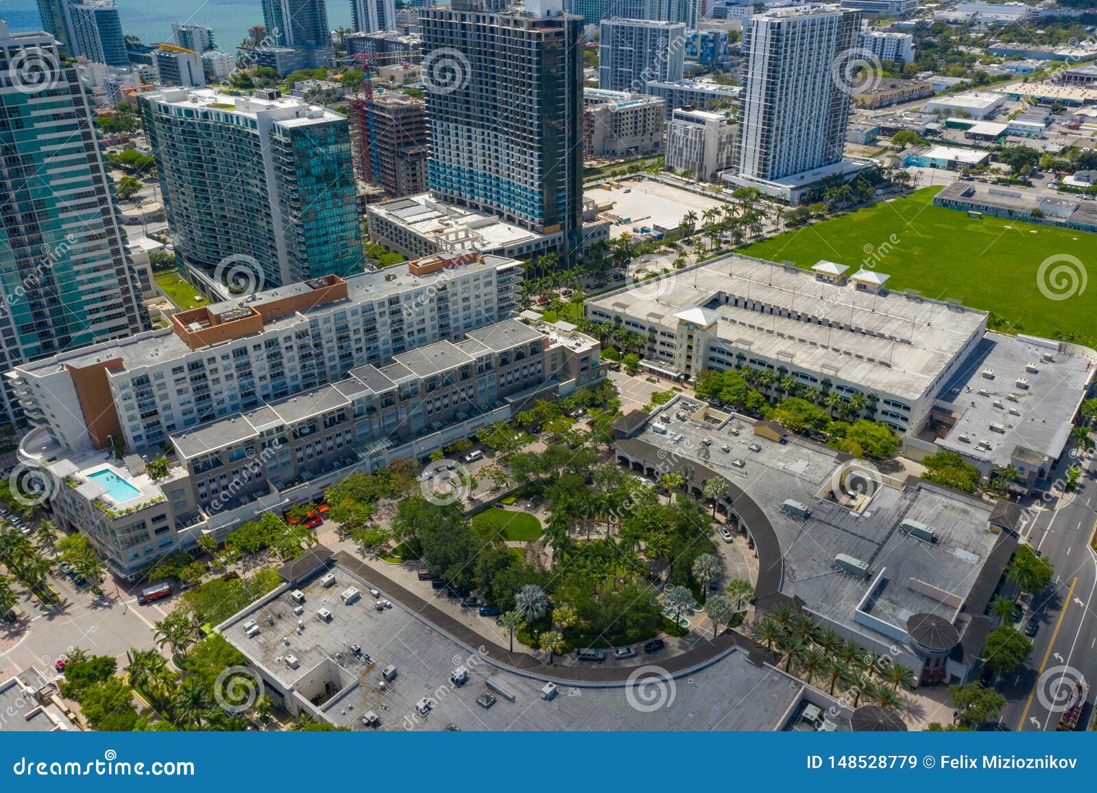 Aerial Drone Image Midtown Miami FL Editorial Stock Image Image of