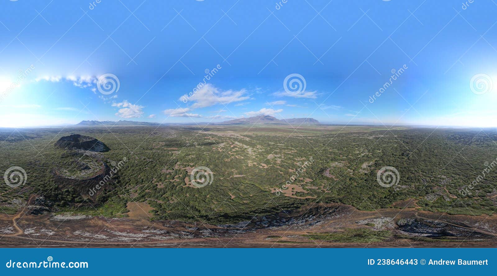 aerial drone landscape of eldborg crater in south iceland