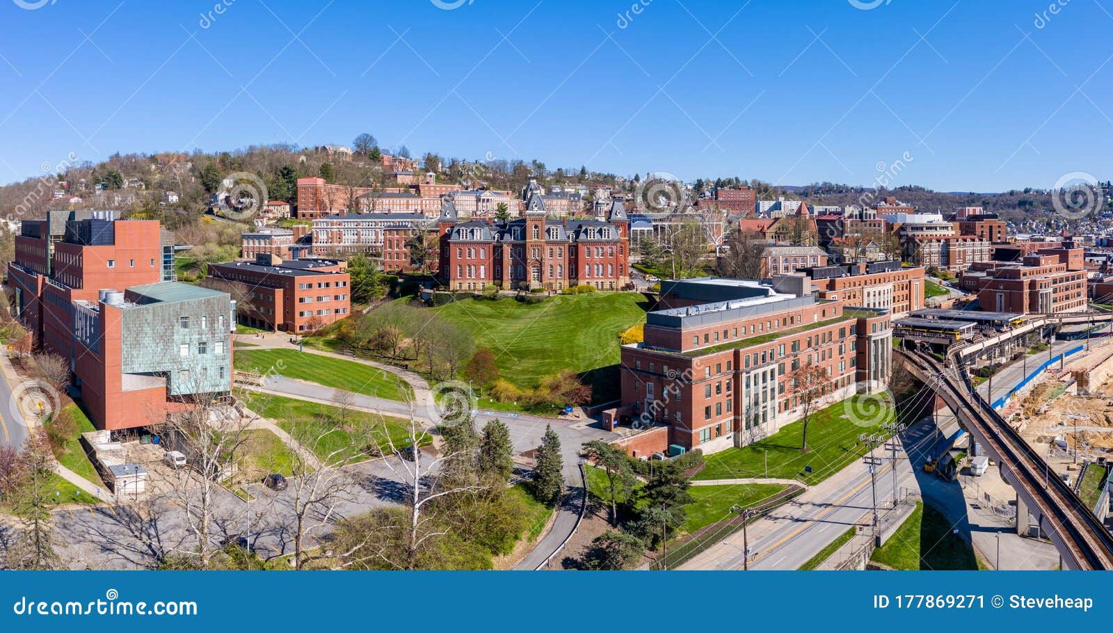 stock photo of deserted campus of WVU in Morgantown, West Virginia