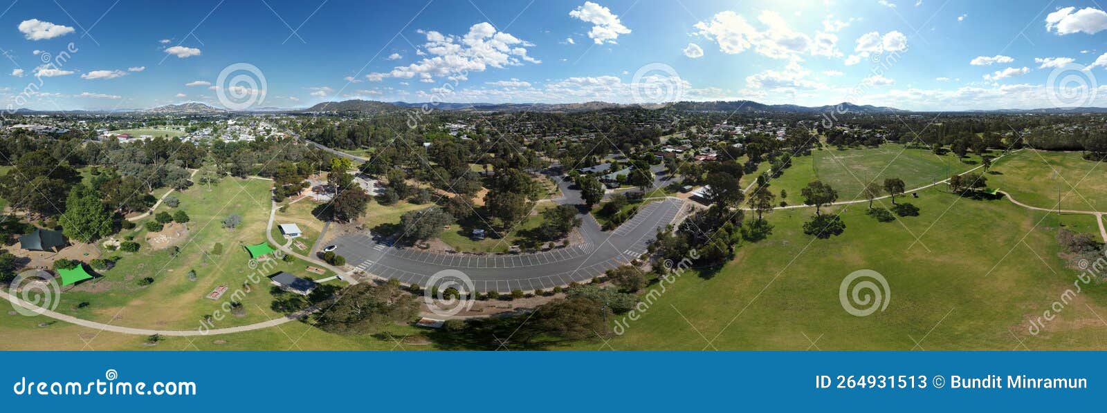 the aerial drone point of view in 360 degree photography at wodonga is a city on the victorian side.