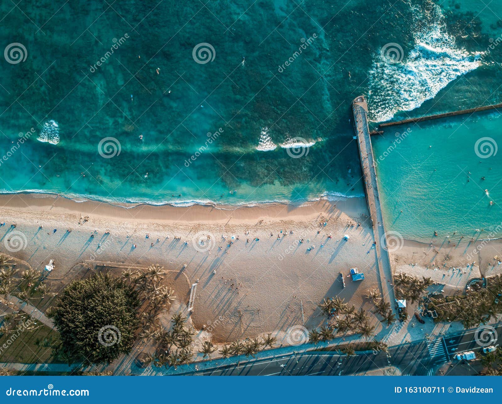 Aerial Drone Shot View of Waikiki Beach in Honolulu in Hawaii in Summer ...