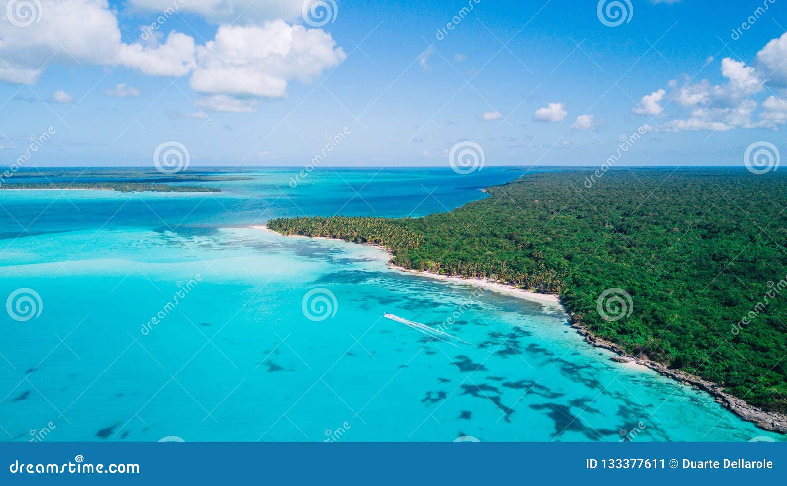 aerial drone view of saona island in punta cana, dominican republic