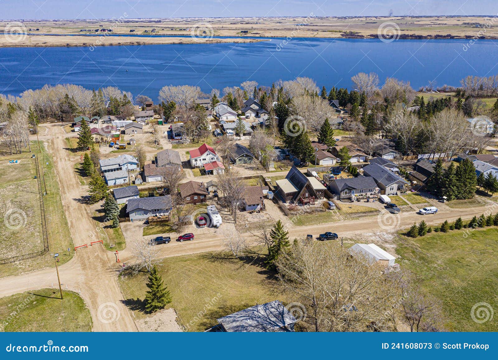 Aerial Drone View of the Small Hamlet of Shields, Saskatchewan Stock