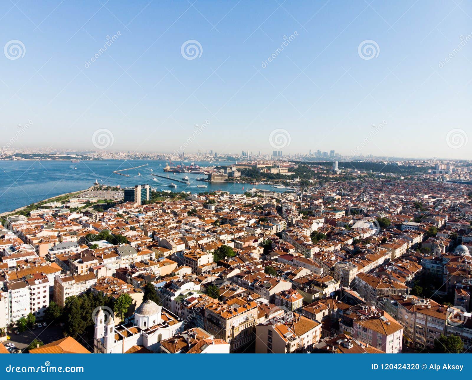 aerial drone view of unplanned urbanization istanbul kadikoy moda.