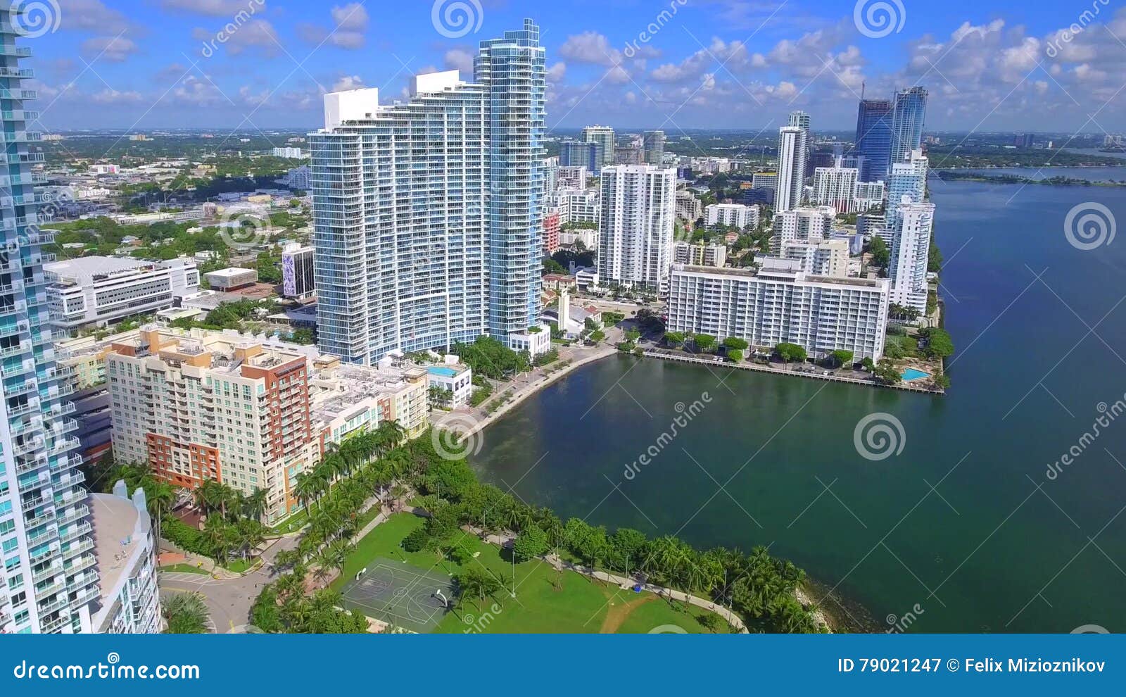 Aerial edgewater Miami stock video. Video of real, estate 79021247