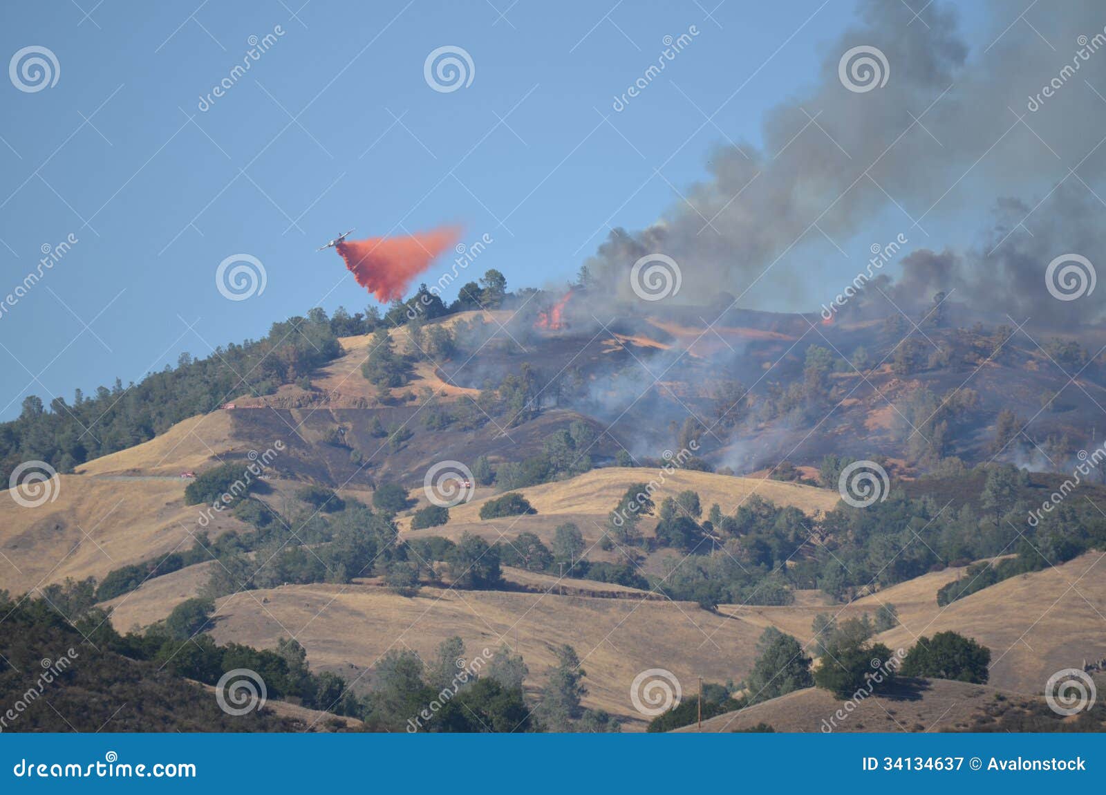 aerial firefighting aircraft releasing fire