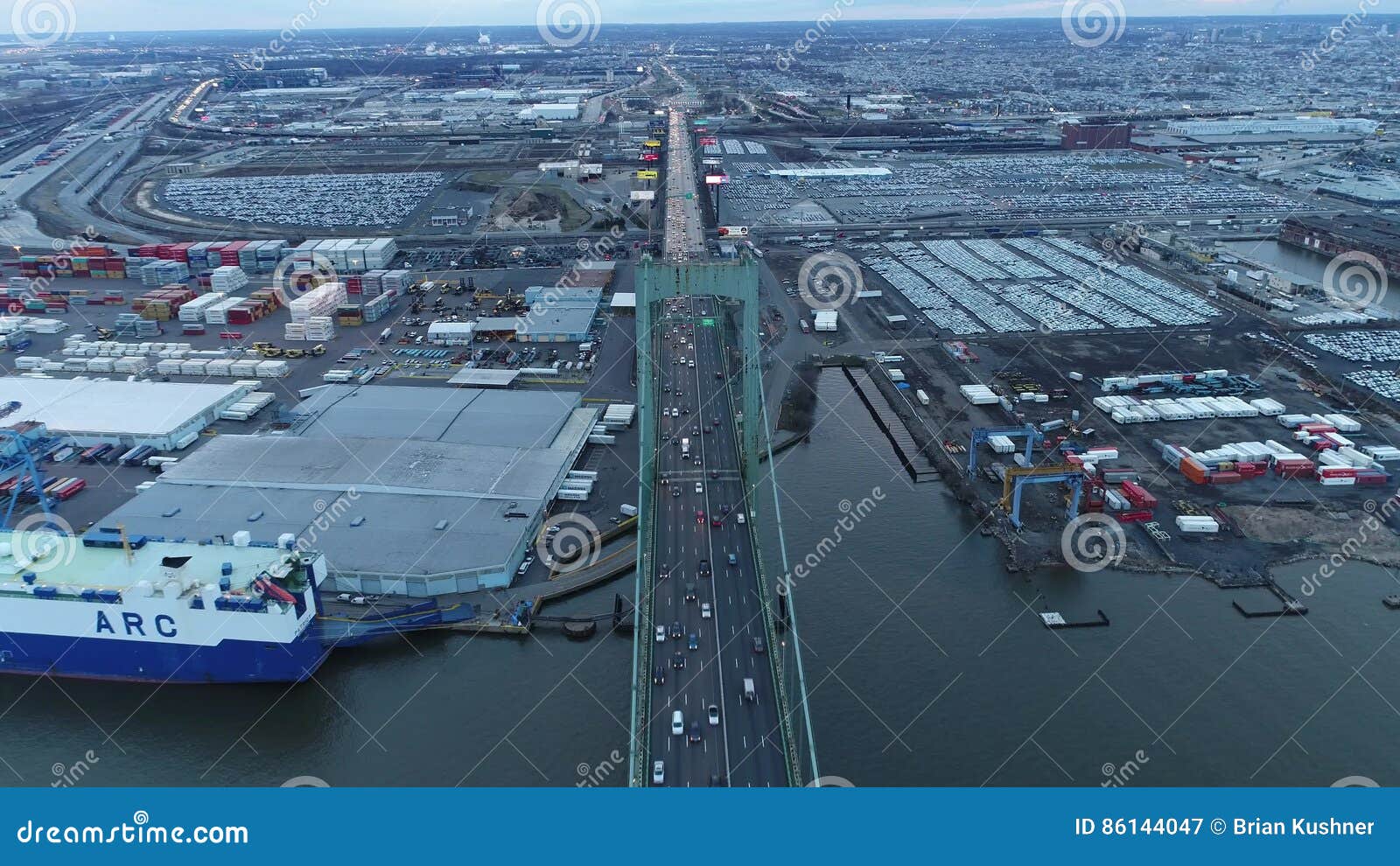 Aerial Footage Heading West Over Walt Whitman Bridge Stock Video Video of phil, westbound