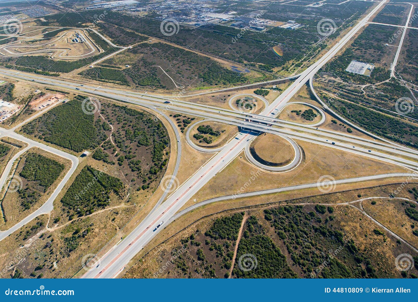 aerial of freeway intersection in south africa