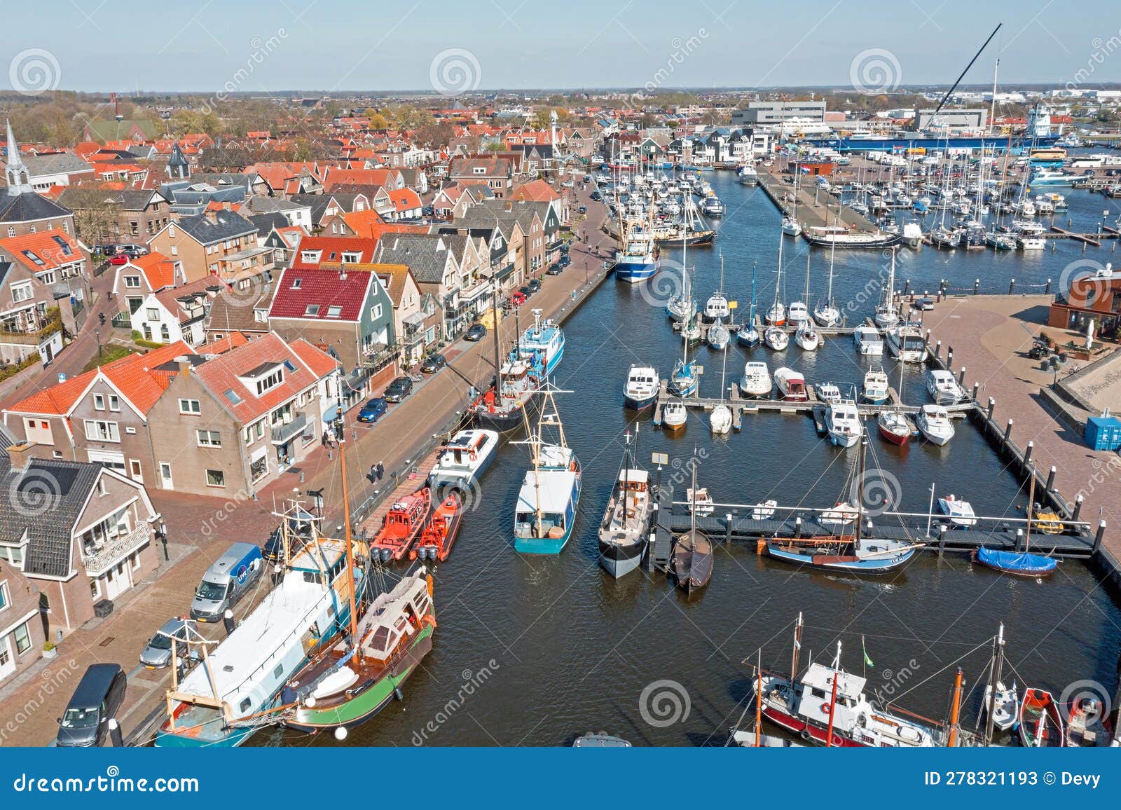 Aerial from the Historical Village Urk in the Netherlands Stock Image