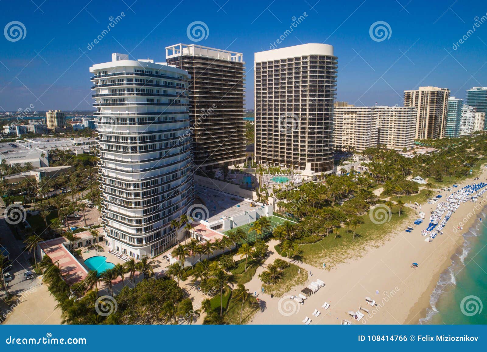 aerial image of beachfront condominiums in bal harbour florida