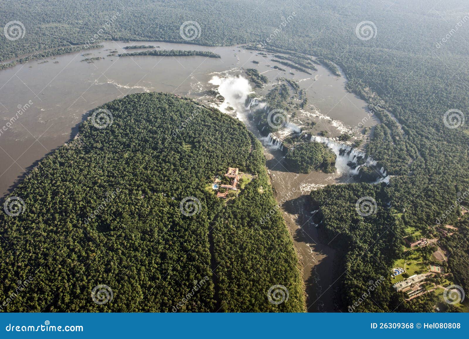 aerial image of iguazu falls, argentina, brazil