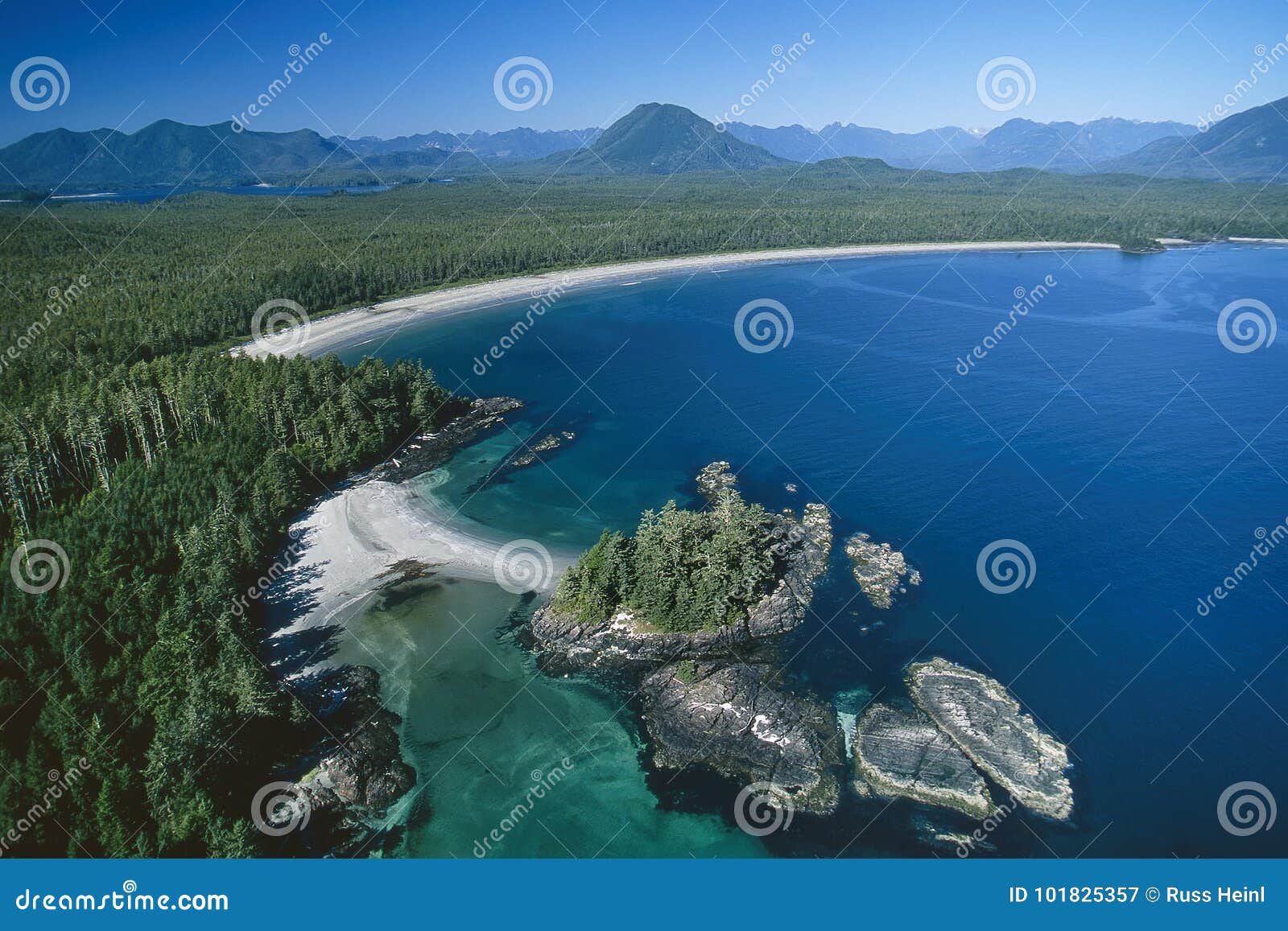 aerial image of vargas island, tofino, bc, canada