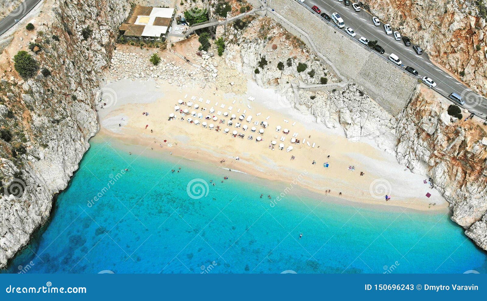 aerial. kaputas beach - it is one of the bays of antalya, turkey. located near the city of kas. the bay is washed by the mediterra