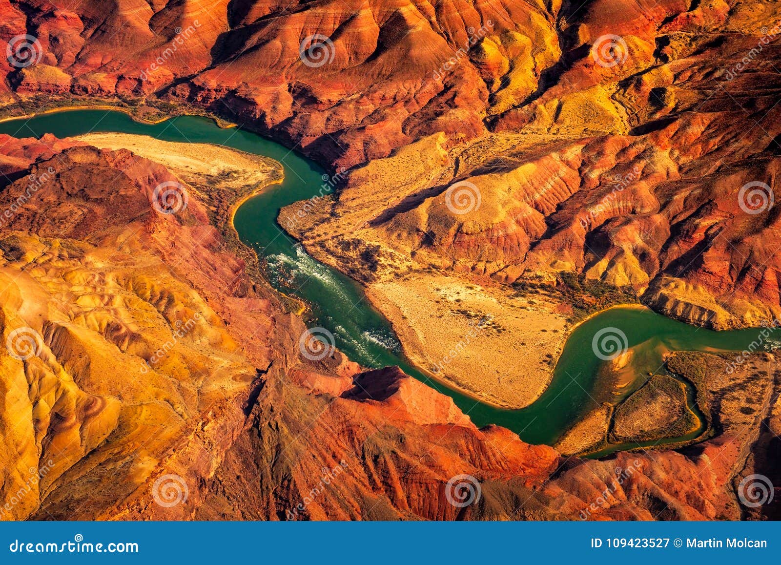 aerial landscape view of colorado river in grand canyon, usa