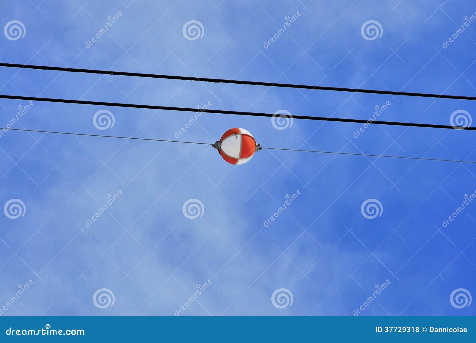 Aerial Marker Balls High Power Line Stock Photo Image of evening