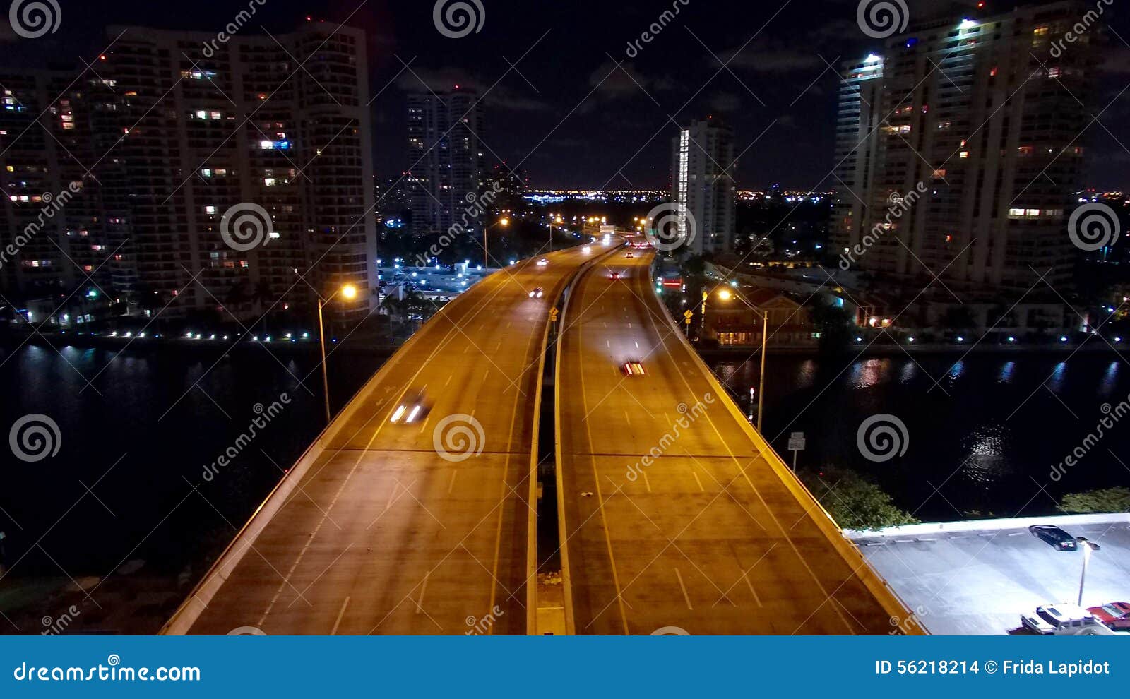 aerial miami aventura night skyline