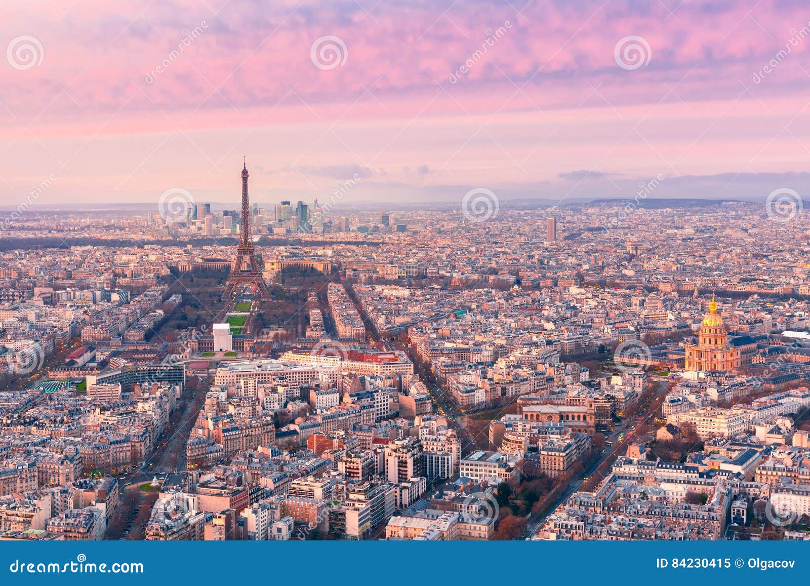 aerial night view of paris, france