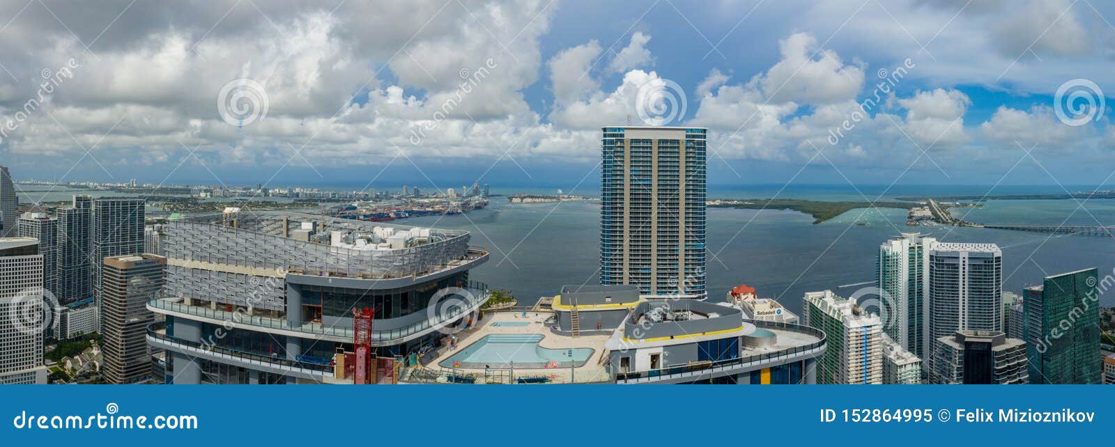 Aerial Panorama Brickell Flatiron Rooftop Swimming Pool Editorial Image
