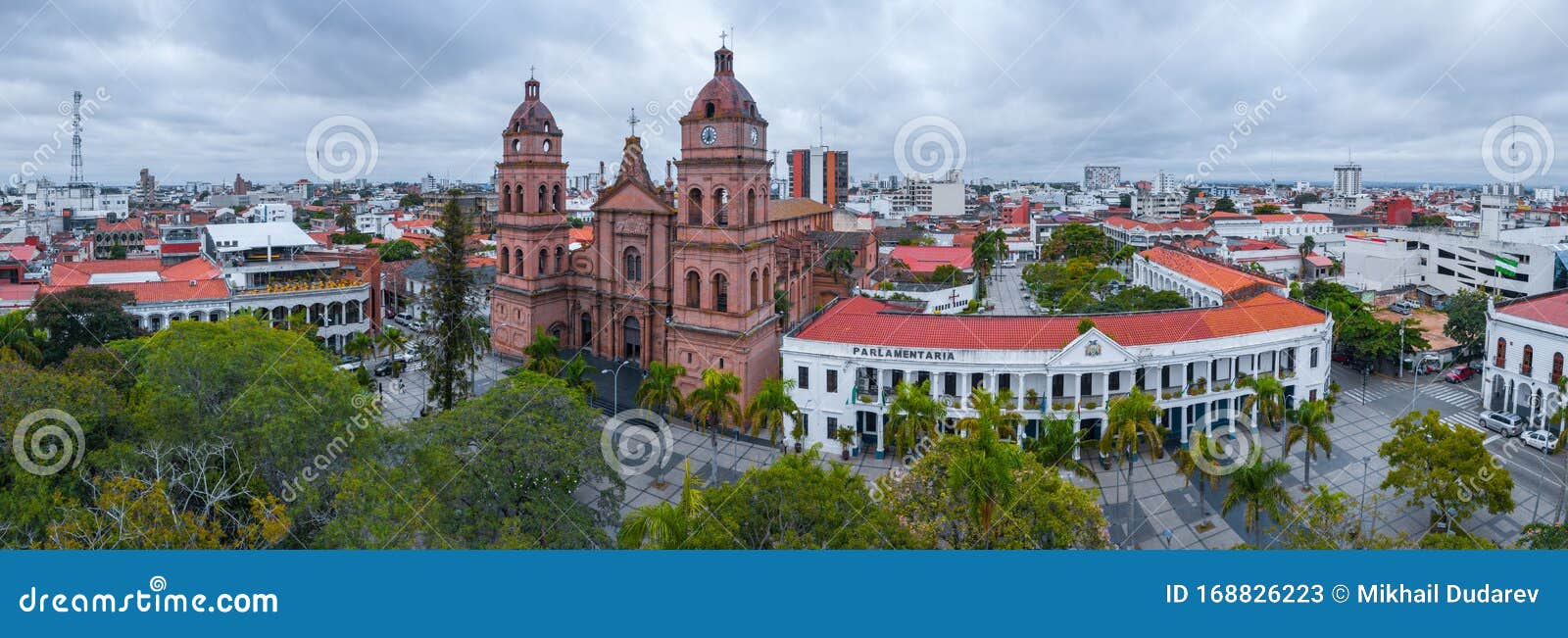 aerial panorama of the center of city of santa cruz de la sierra