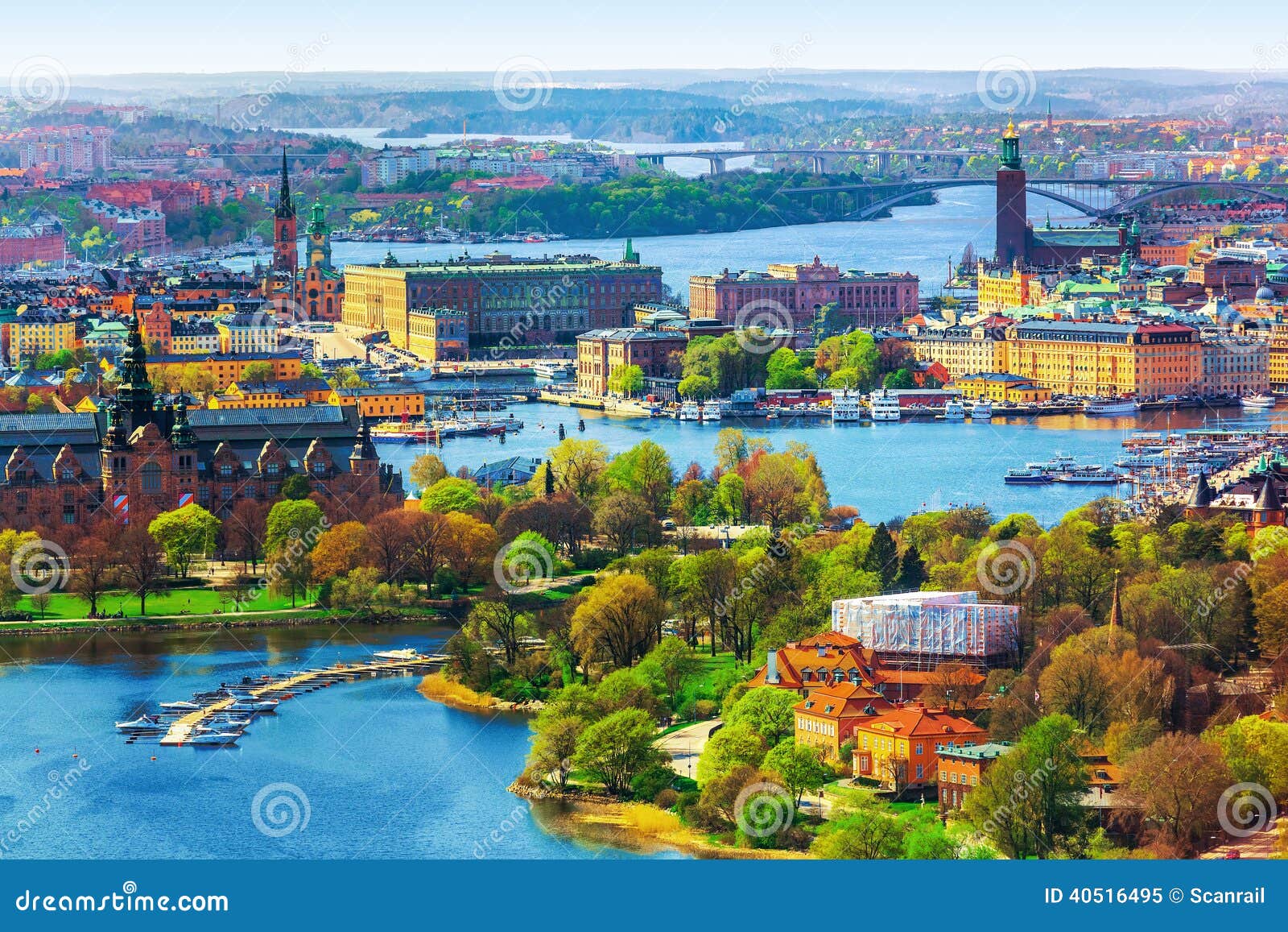 aerial panorama of stockholm, sweden