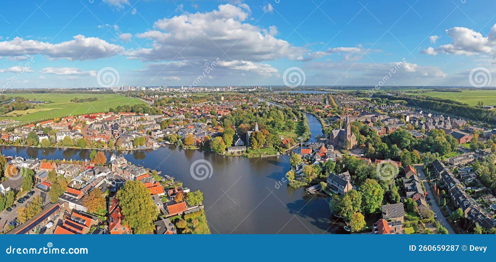 Oudekerk Aan De Ijssel Aerial Panorama from the Traditional City Oudekerk Aan De Amstel in the