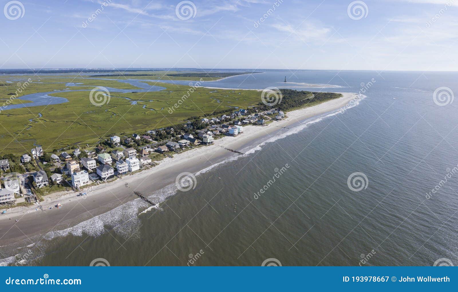 Aerial Panorama View Of Folly Beach South Carolina Editorial