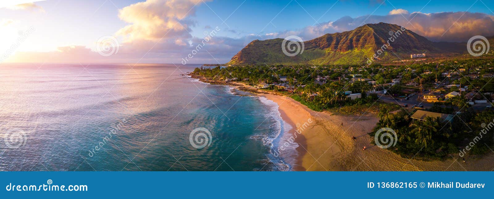 aerial panorama of the west coast of oahu