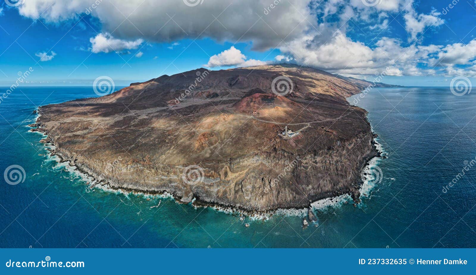 aerial panoramic view coastline near lighthouse faro de orchillaof - el hierro canary islands