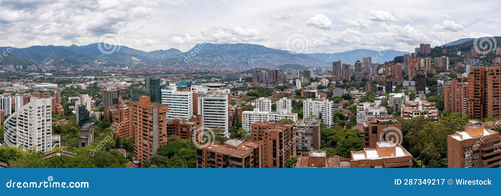 aerial panoramic view of medellin cityscape in colombia