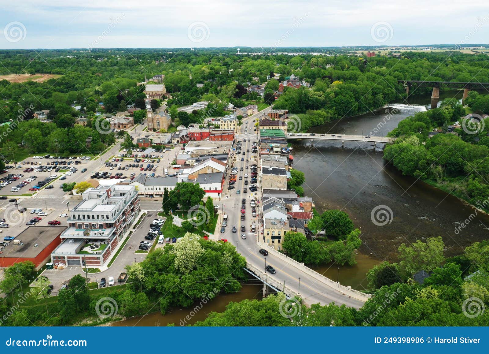 Aerial of Paris, Ontario, Canada on a Spring Morning Stock Photo Image of ontario