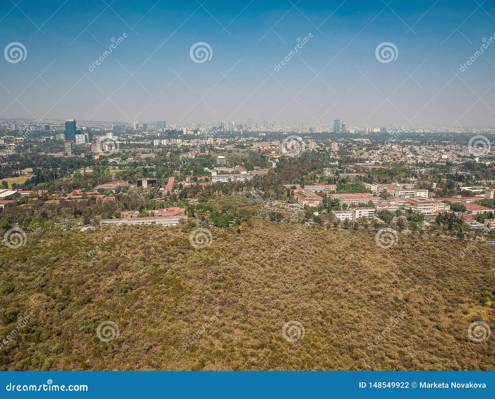 aerial photo of espacio escultorico and mexico city