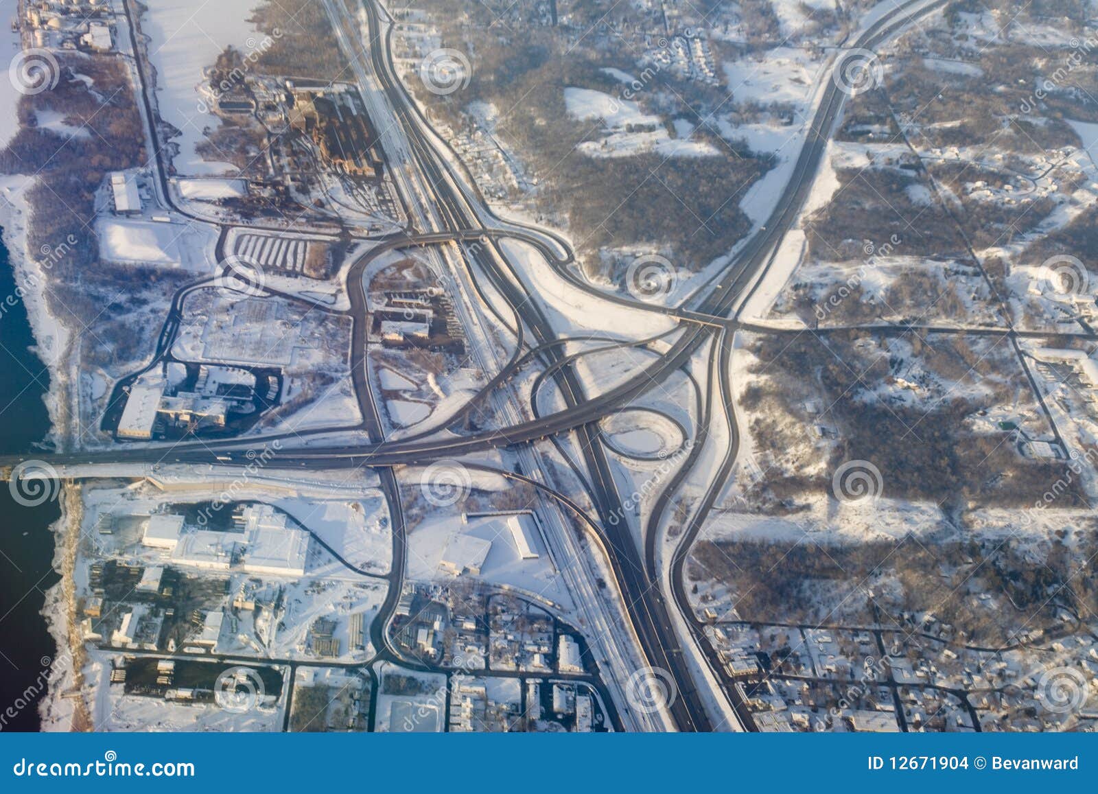 aerial photo of highway intersection