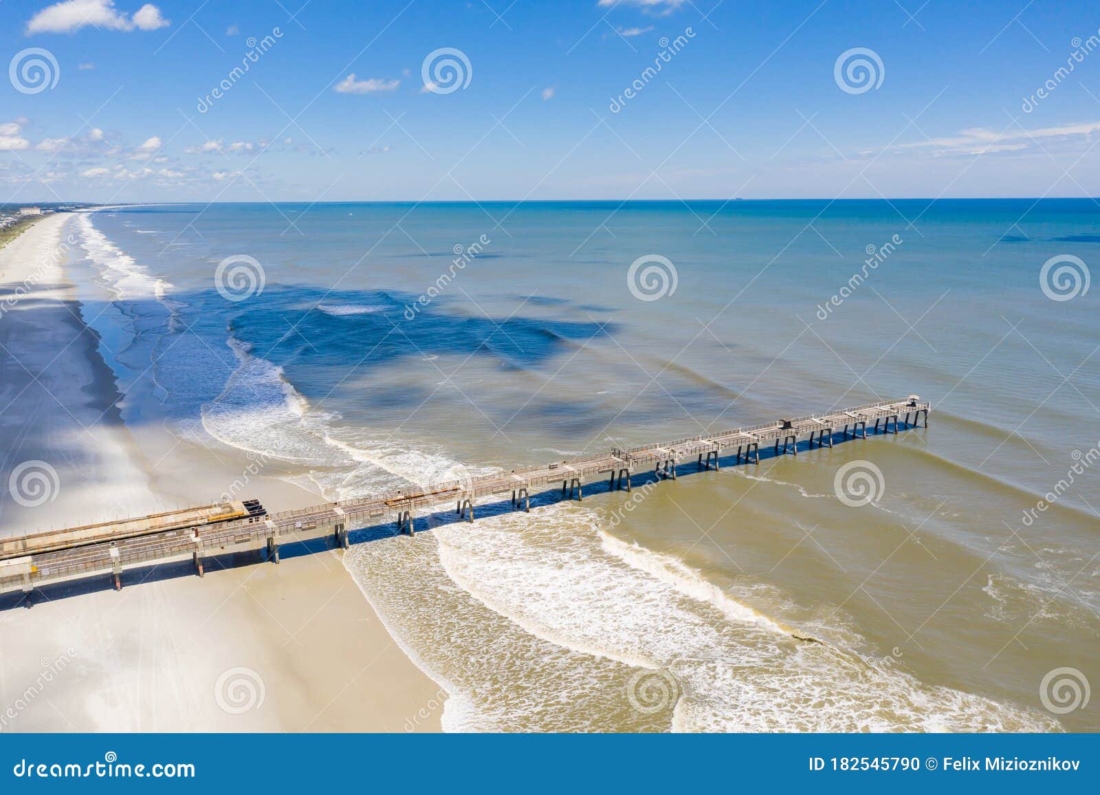 Aerial Photo Jacksonville Beach Fishing Pier Travel Destination Stock