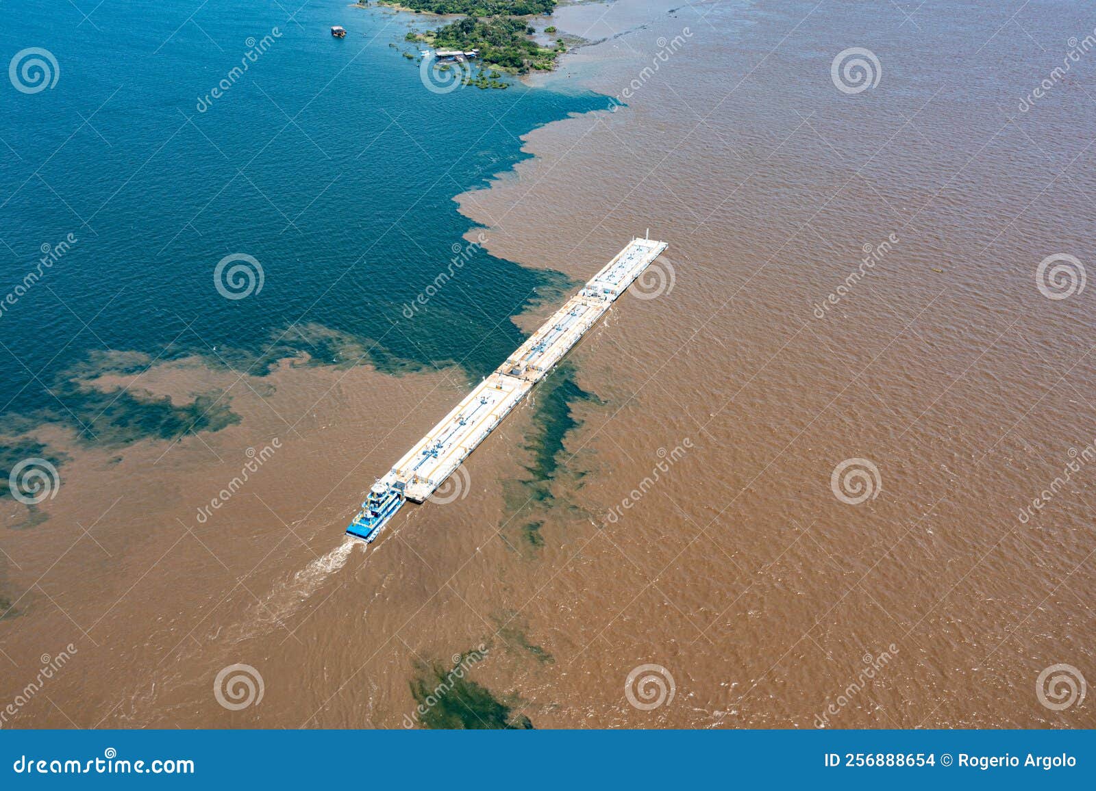 aerial photo of the meeting of the waters of the amazon rivers with the tapajÃÂ³s river in santarÃÂ©m, parÃÂ¡, brazil.