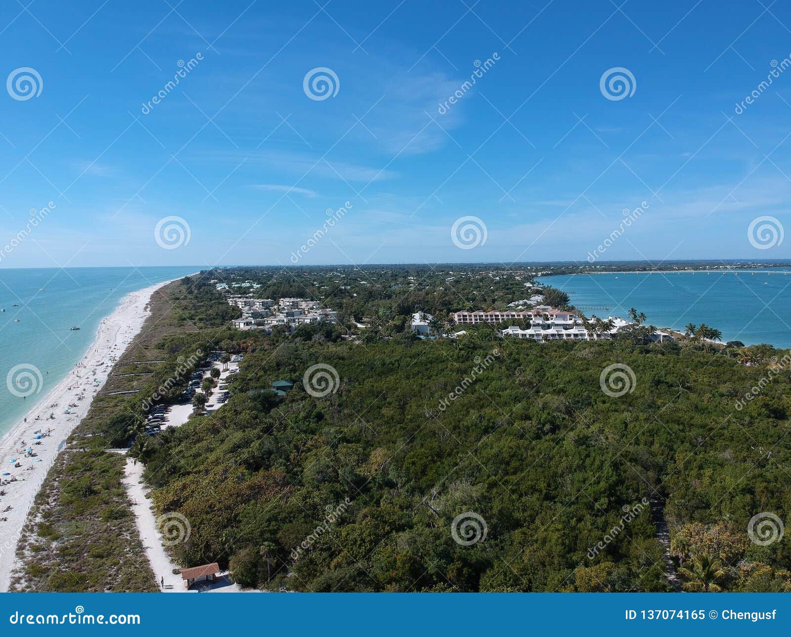 Aerial photo Sanibel beach stock image. Image of fort - 137074165
