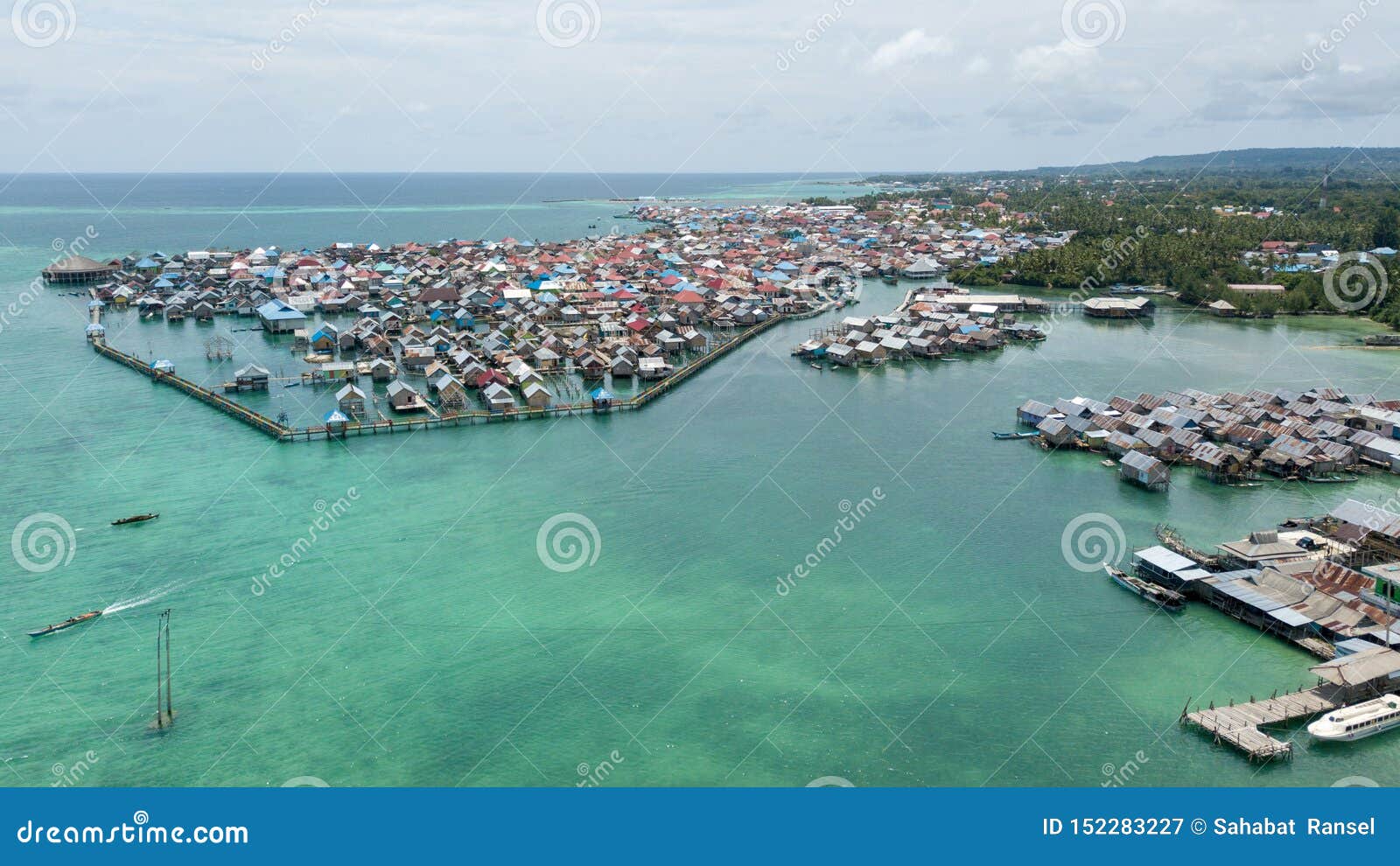 aerial photography of bajo villages, in kaledupa island, wakatobi