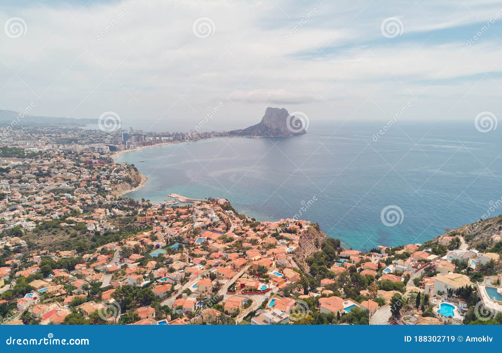 aerial photography panoramic image calpe or calp townscape view