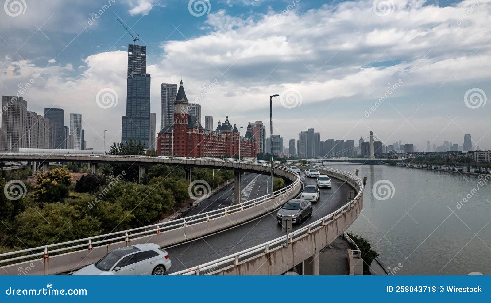Aerial Photography Of Riverside Highway And Bridge In The Early aerial-photography-of-riverside-highway-and-bridge-in-the-early