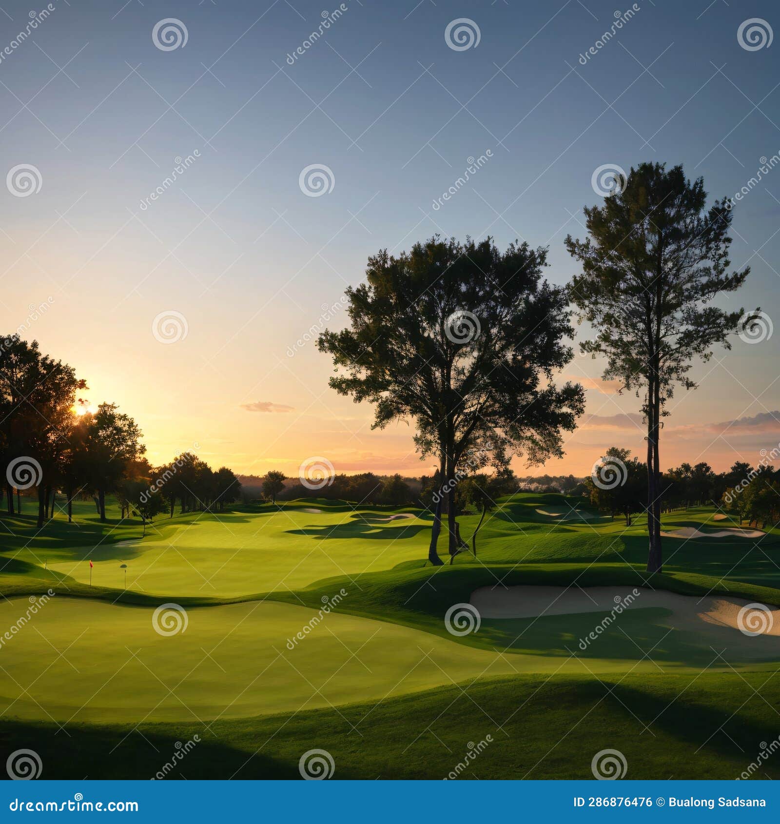 Aerial Photos of Golf Courses. Made with Generative AI Stock